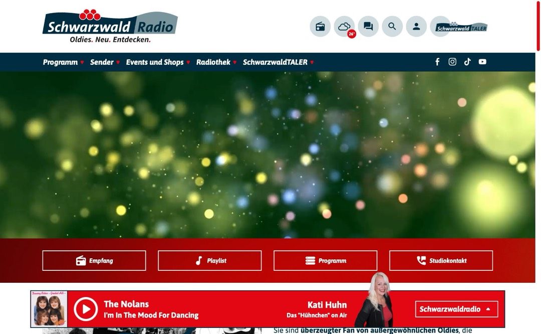 Screenshot der Website von Schwarzwaldradio
