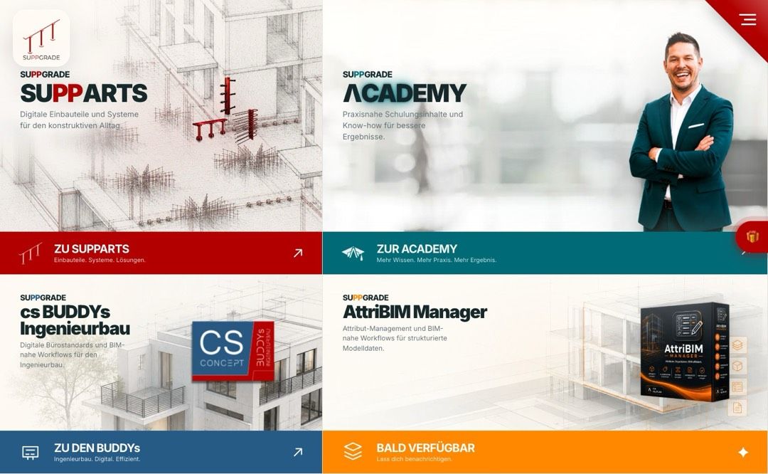 Screenshot der Website von Suppgra