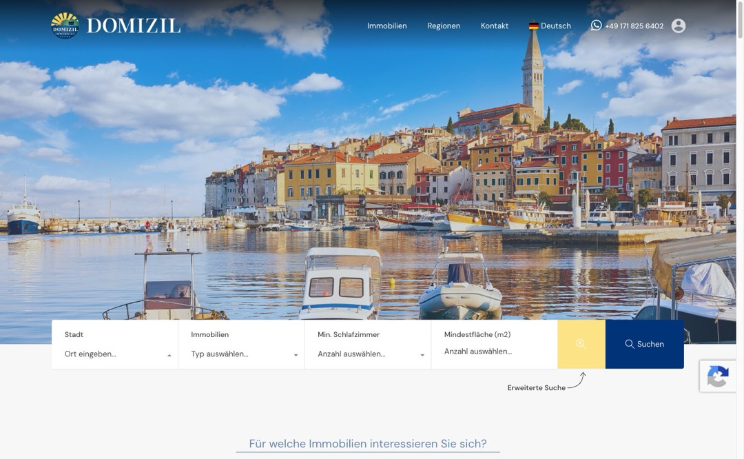 Screenshot der Website von Domizil Immobilien