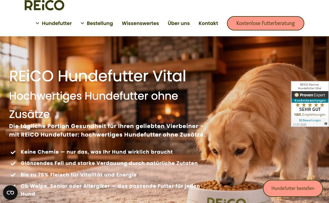 Screenshot der Website von Hundefutter-Vital