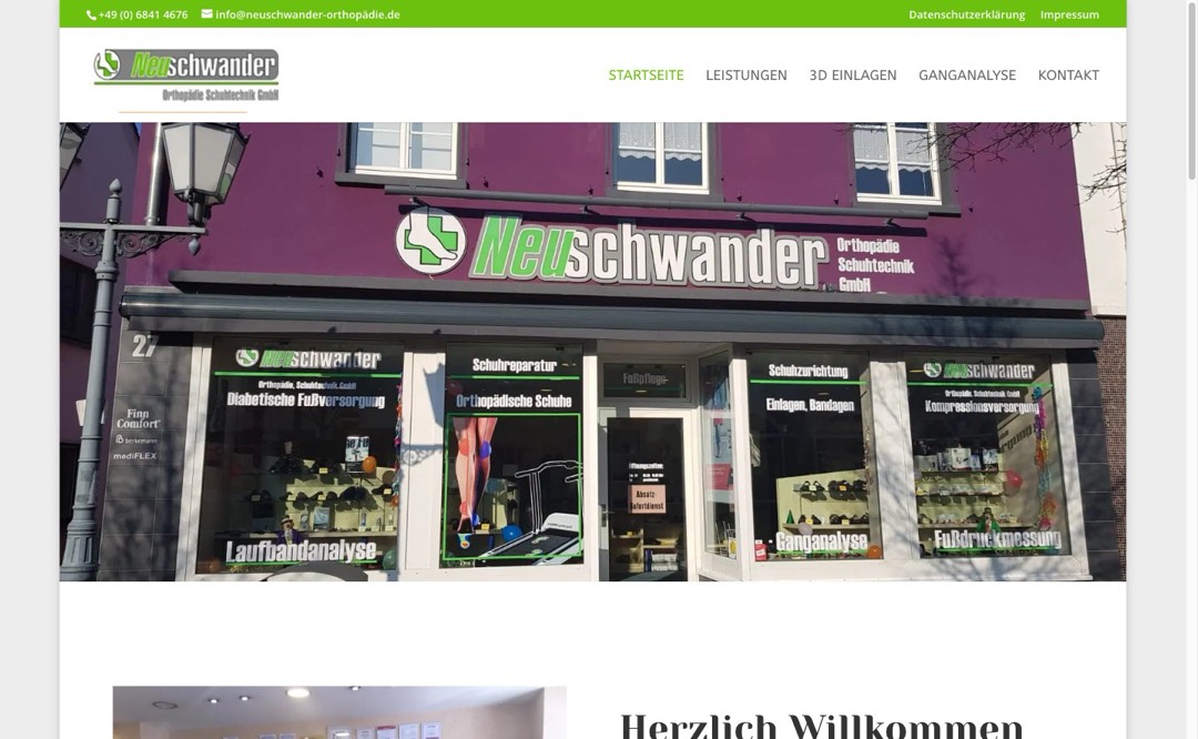 Screenshot der Website von Neuschwander Orthopädie