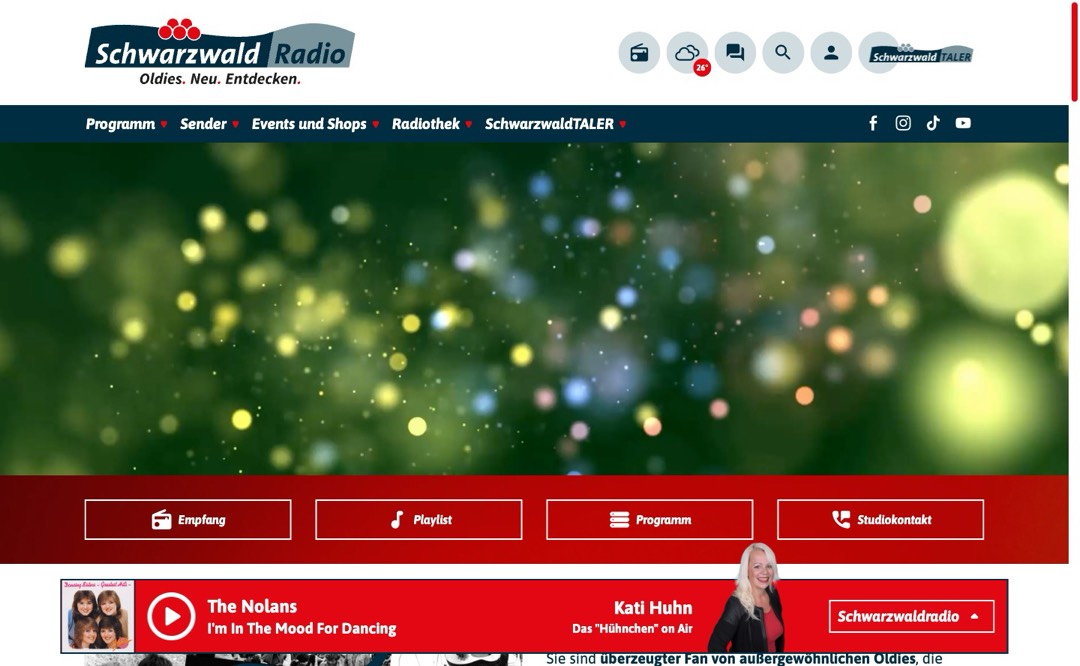 Screenshot der Website von Schwarzwaldradio