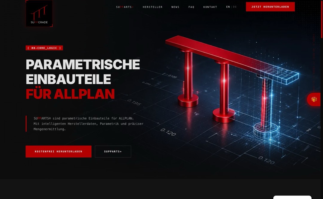 Screenshot der Website von Supparts